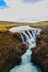 beautiful view of waterfall in Iceland