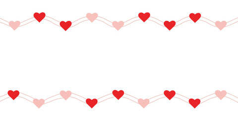 Valentine heart frame border red, pink, love, with valentine's day, vector, romantic, love, holiday, postcard, celebration, design white background.