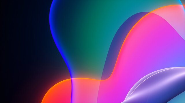 3d render of abstract art with surreal rubber band stripes in curved, wavy organic lines forming in process of circular transformation in blue, red yellow, and white colors on a white background