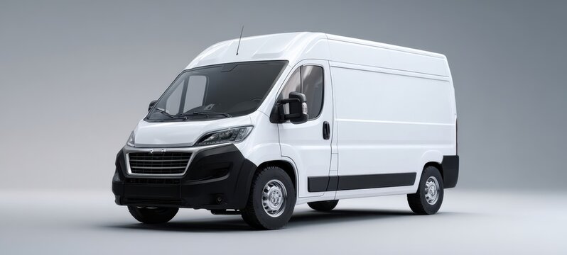 The van in studio lighting on neutral background ready for commercial mockup