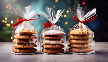 Weihnachtlich Verpackte Platzchen In Zellophantuten
