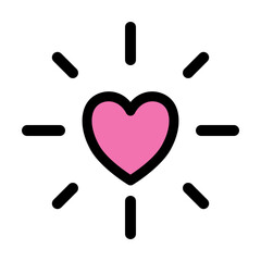 Pink Glowing Heart Social Media Reaction Icon Flat Line Art