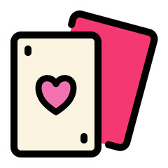 Simple Playing Cards Icon Showing Heart Suit and Game