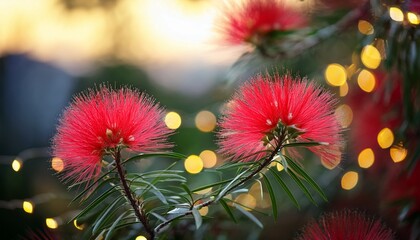 Bottlebrush Flowers And Fairy Lights