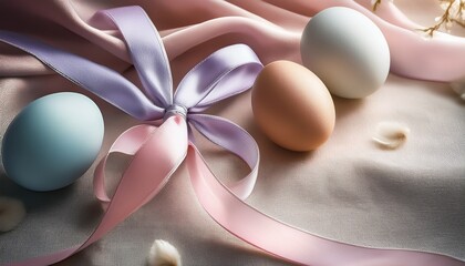 Subtle Light Scattering Across Ribbons And Eggs Giving Elegant Spring Atmosphere