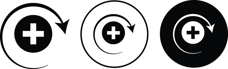 Fototapeta premium Health recovery icon. Wellness and care signs. Medical recovery and improvement symbols. Health restoration graphic design 