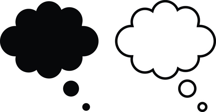 Think Bubble icon Set. Creative ideas and imagination symbols. Brainstorming Symbols. Thought cloud graphic design
