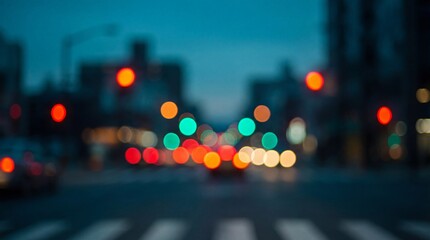 Abstract Bokeh Lights of City Traffic at Night Background