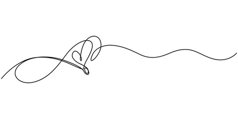 Obraz premium Infinity love symbol with heart. One line art. Infinity symbol with love continuous one line drawing