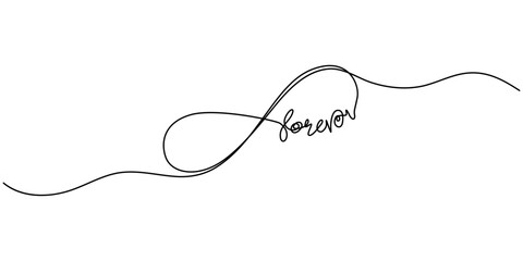 Obraz premium Infinity symbol continuous one line drawing on white background minimalist endless sign and icon outline vector illustration