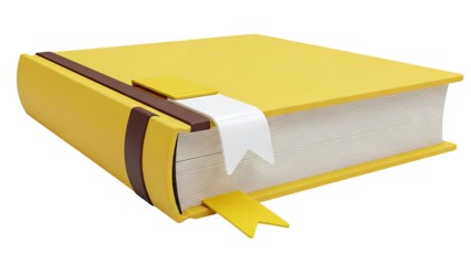 Yellow Closed Book with White and Yellow Bookmarks