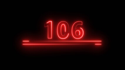 Neon counting number on black background. Neon count number text illustration. Neon glowing number.