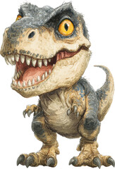 Obraz premium a cute cartoon baby tyrannosaurus rex with large eyes and a wide open mouth
