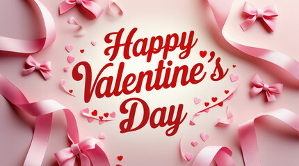 Celebrate Love Beautiful Valentine's Day Card with Romantic Ribbons and Hearts