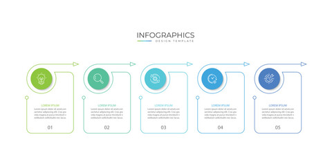 Obraz premium Infographic vector element design template with 5 steps process or options suitable for business data presentation.