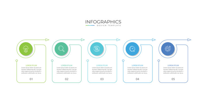 Infographic vector element design template with 5 steps process or options suitable for business data presentation.