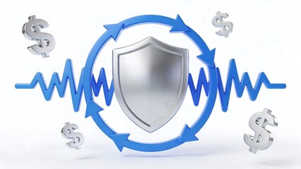 Obraz premium Shield with dollar signs and arrows