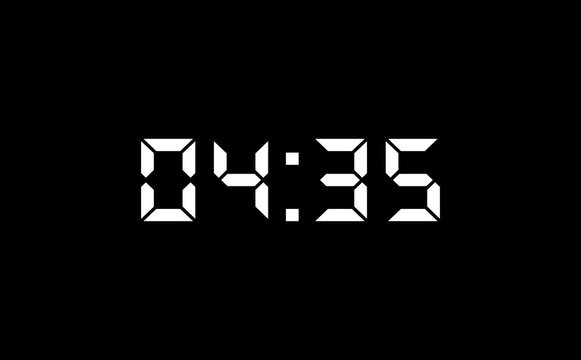 5 minute countdown timer .5 minute stopwatch , analog neon clock icon animation .4K countdown animation, 5 minutes displays a timer counting down minutes