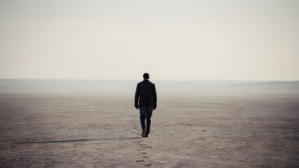 Symbolic journey with lone figure