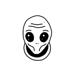 Obraz premium Cute hand drawn alien head extraterrestrial icon