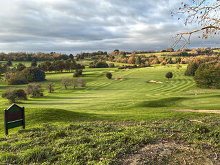 Golf course on the South Downs, at Worthing in West Sussex, England