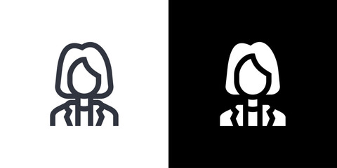Woman icon concept with flat Black White Background. Vector illustration.