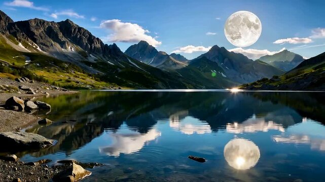 mountain lake reflection
