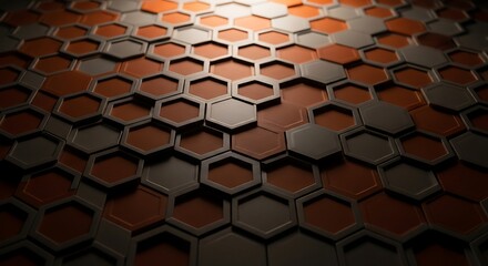 Hexagonal Tiles with Red and Brown Pattern.