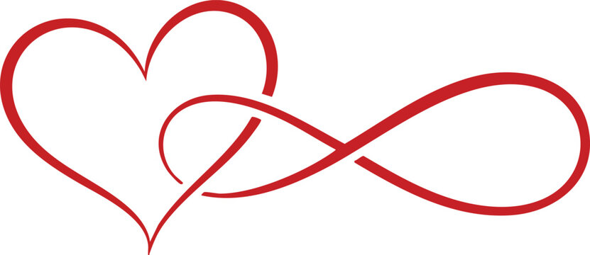 Red heart and infinity symbol intertwined  love and eternity concept
