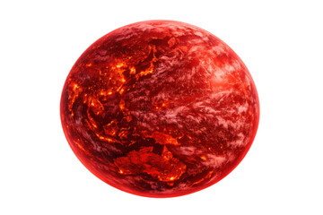 Fototapeta premium Planet earth experiencing extreme global warming, showing continents glowing red with heat, lava, and fire, transparent background