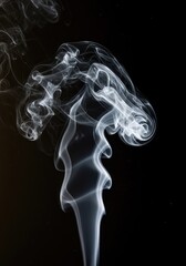 Dynamic white smoke swirls against a dark background, creating artistic, flowing patterns, texture, and mystical vapor movement ,transition ,graphic ,effect