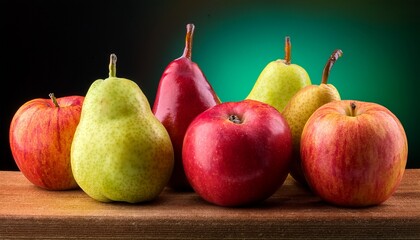 still life of ripe fresh apples and pears healthy organic fruit for a sweet diet snack