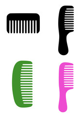 4 comb illustrations, silhouettes, transparent background