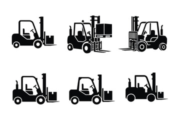 Naklejka premium Industrial Forklift icon silhouette vector illustration design