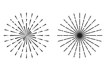 Obraz premium Boho sunburst in different shapes. Explosion, firework, sparks, shine, twinkle, sun rays. Trendy bursting rays design elements. Vector illustration.