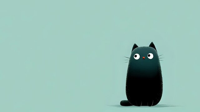 4K Seamless Loop Animated Cat Character with Expressive Eyes in Minimalist Style.