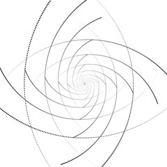 Dotted circular logo. circular concentric dots isolated on the white background. Halftone fabric design