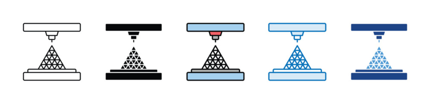 Fused Deposition Modelling minimal icon set multiple style collection