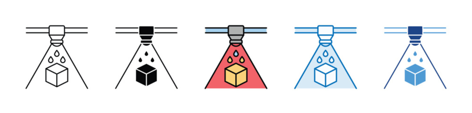 Nanoparticle Jetting minimal icon set multiple style collection