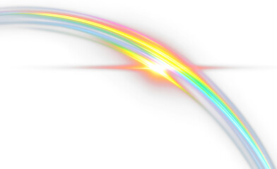 Naklejka premium Rainbow light arc spectrum flare glowing energy abstract wave transparent overlay dramatic