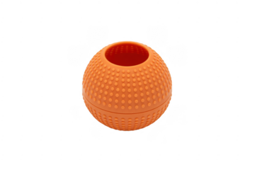 Orange textured ball with hole isolated on a transparent background