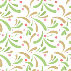 Soft botanical leaf pattern with green shapes, abstract floral design, seamless nature background.