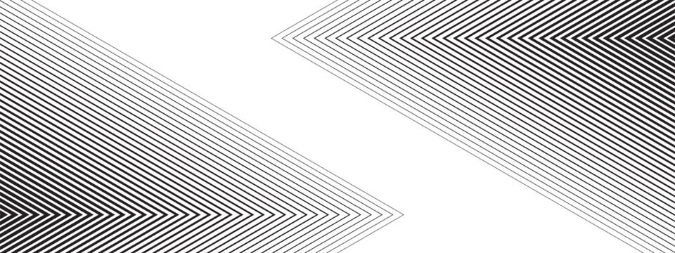 Repeated linear arrows with gradient effect moving toward each other. Fast, speed or motion website background. Abstract striped print. Minimalist geometric banner. Vector graphic illustration