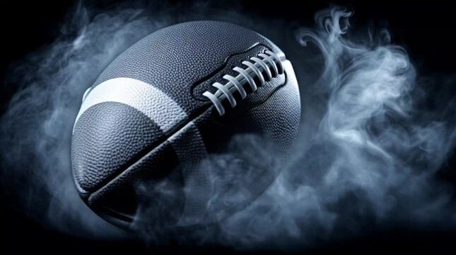 Close-up of a football spinning through the air during kickoff