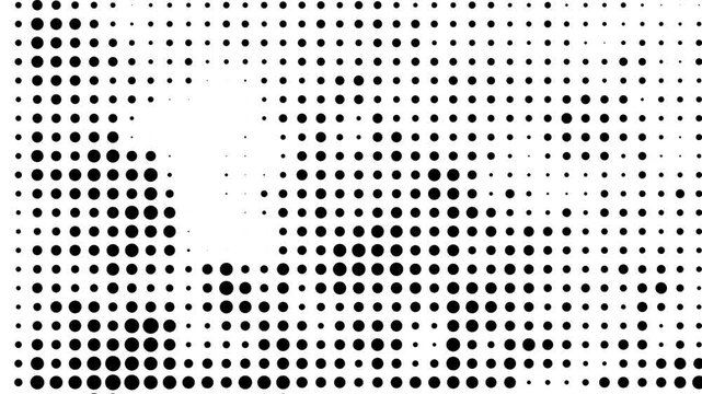 Dotted Halftone Stop Motion Animation with Black and White Dot Texture and Retro Print Style, Minimal Abstract Background Loop for Posters and Motion Graphics