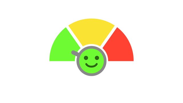 animated consumer satisfaction indicator with happy or satisfied expression values