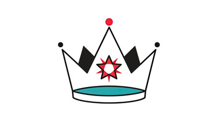 Obraz premium Minimalist illustration of a crown with a central star and two black triangles
