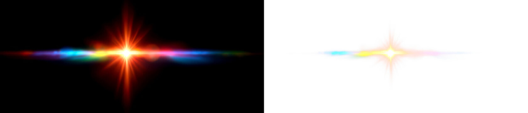 Cosmic Rainbow Light Leaks and Overlay Display on Black and Transparent Background, cutout, png