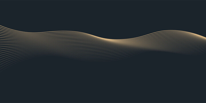 Abstract geometric vector curve lines shape in premium gold color isolated on transtransparent background. Dinamic flowing gold gradient wave pattern. Vector llustration