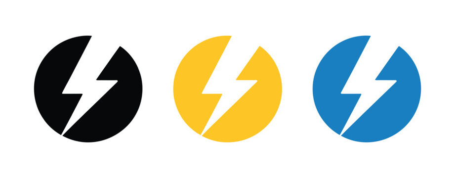 Flash power icon vector illustration, lightning bolt and electricity symbols, energy, voltage, and electric power concept design.